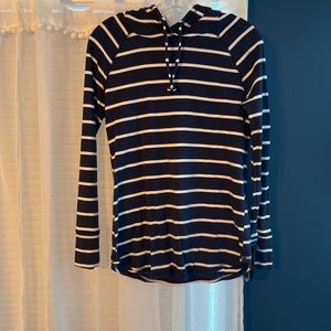 Navy and white striped hoodie
